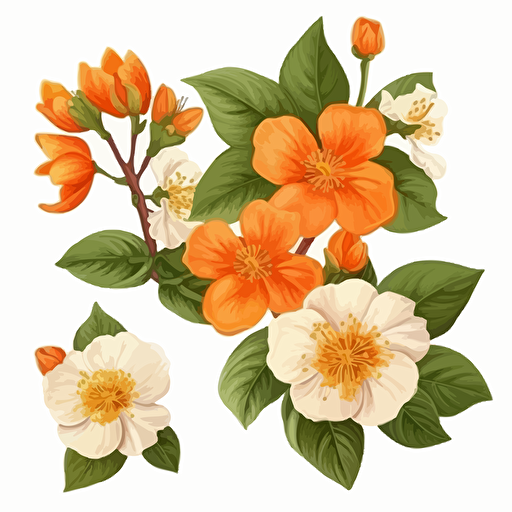 vector orange sub cordia cordata flower white background