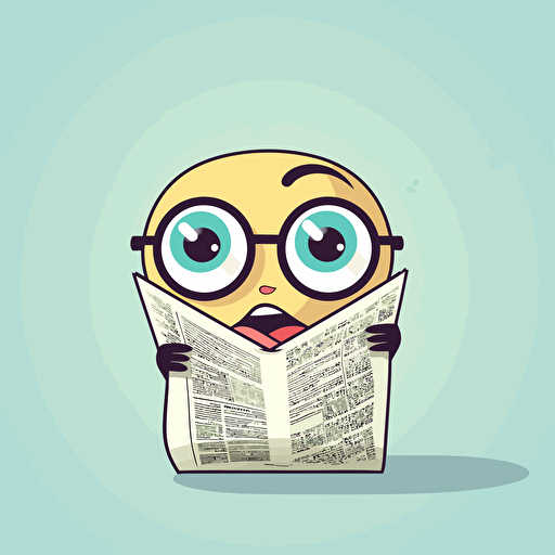 sticker design, super cute pixar style baby newspaper with eyes, vector