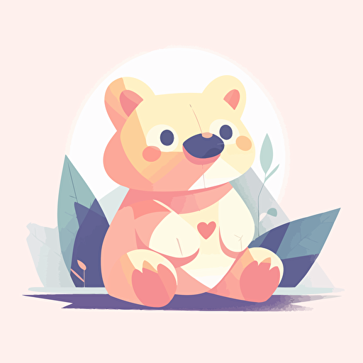Flat 2d Vector, teddy bear, Cartoon Style, pastel, Minimalist And Cute Cartoon, Joyful, Childish and Delicate, Flat Textured Vector Illustration, white background, subject only