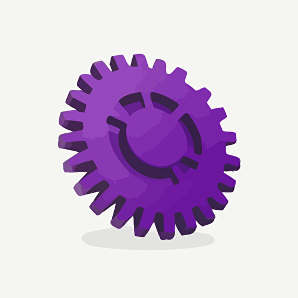 simple icon, digital gear, white background, single color, purple, vector, no shadows