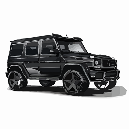 black mercedes g wagon vector illustration, gta style, isolated on white background, hd