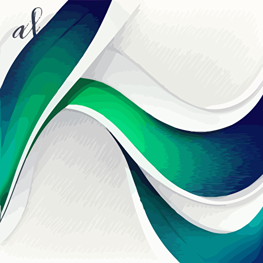 Abstract white background with green a blue soft waves. Vector illustration 2D