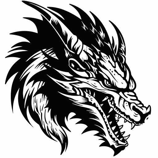 black dragon drawing sticker hq white background vector with black line