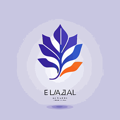 simple minimal logo of digitalized leaf, flat vector logo, blue purple orange gradient, simple minimal, style of Paul Rand