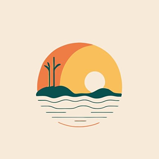logo for beach sunset, decorative product logo, simply logo, 1mm thick line drawing logo, minimalist line logo, 2d logo, flat logo, vector logo, modern logo, white