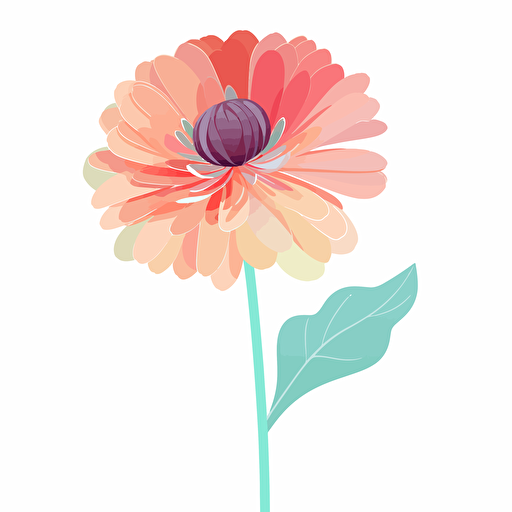 a single mothers day flower no stem, use pastel colors only, 2d clipart vector, minimalistic , hd, white background
