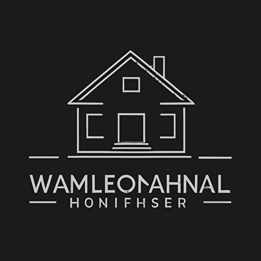 simple minimal logo of a house, flat vector style of massimo vignelli, black background