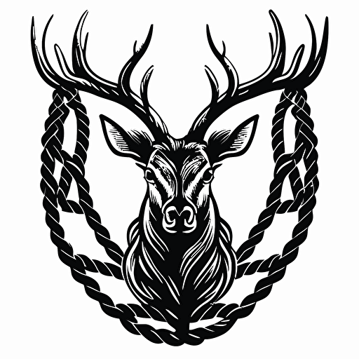 very simplified vector logo of a wide roped deer head
