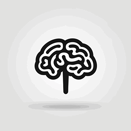 simple brain icon, in black on clean white background, vector