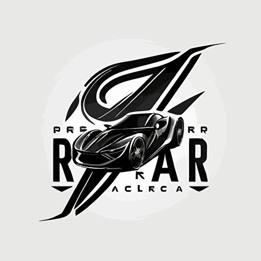 a sports car business logo with the letters V and R, vector, white background, stylish