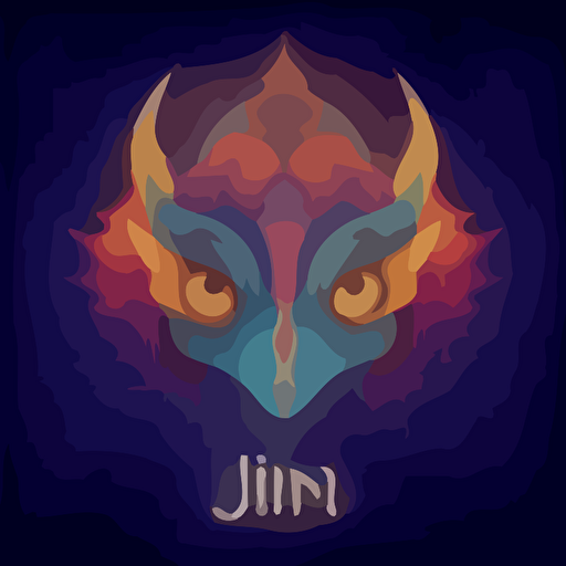 Djinn logo, icon, no text, vectorial , hyper colors, studio ghibli