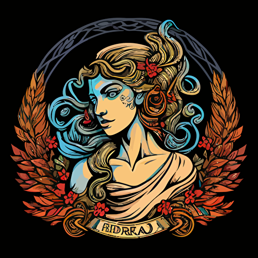 Andromeda from Greek Mythology, full color, vector line image