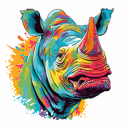 smiling rhino vector art bright colours