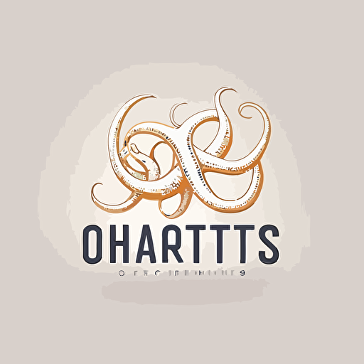 Octopus Logo Vector Art. Tentacles around text. minimalistic, octopus behind text, trying to break out from square