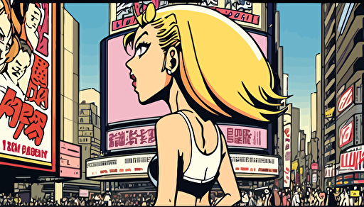 tokyo, a street scene in akihabara, manga commercials and billboards, manga comic style, vector illustration