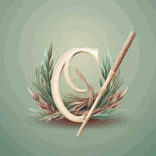 a stylish elegant logo of two letters combined with sticks. vectorized and soft colors. highly detailed