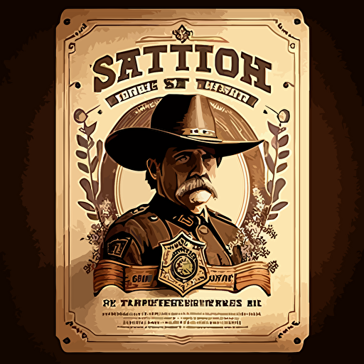 affiche, publicité, batiment sheriff office , pendaison, western, style 1800, flat, vectorized