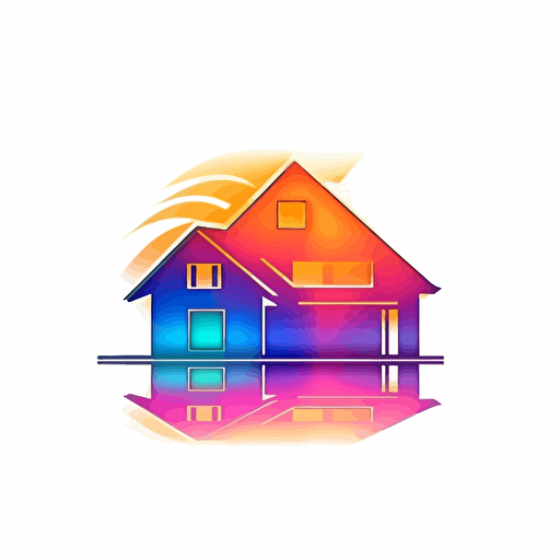 logo, house in changing light spectrum, minimalistic, vector. On white background