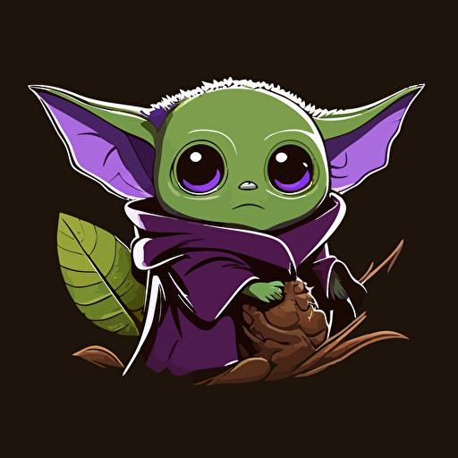 baby yoda has a purple owl, logo, vector