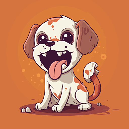 A friendly cartoon dog and bone, showcasing a lovable dog with a wagging tail and a bone in its mouth, Artwork, vector illustration,