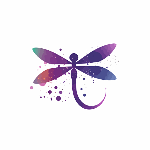 minimalist dragonfly logo, purple, bubbly, simple, vector