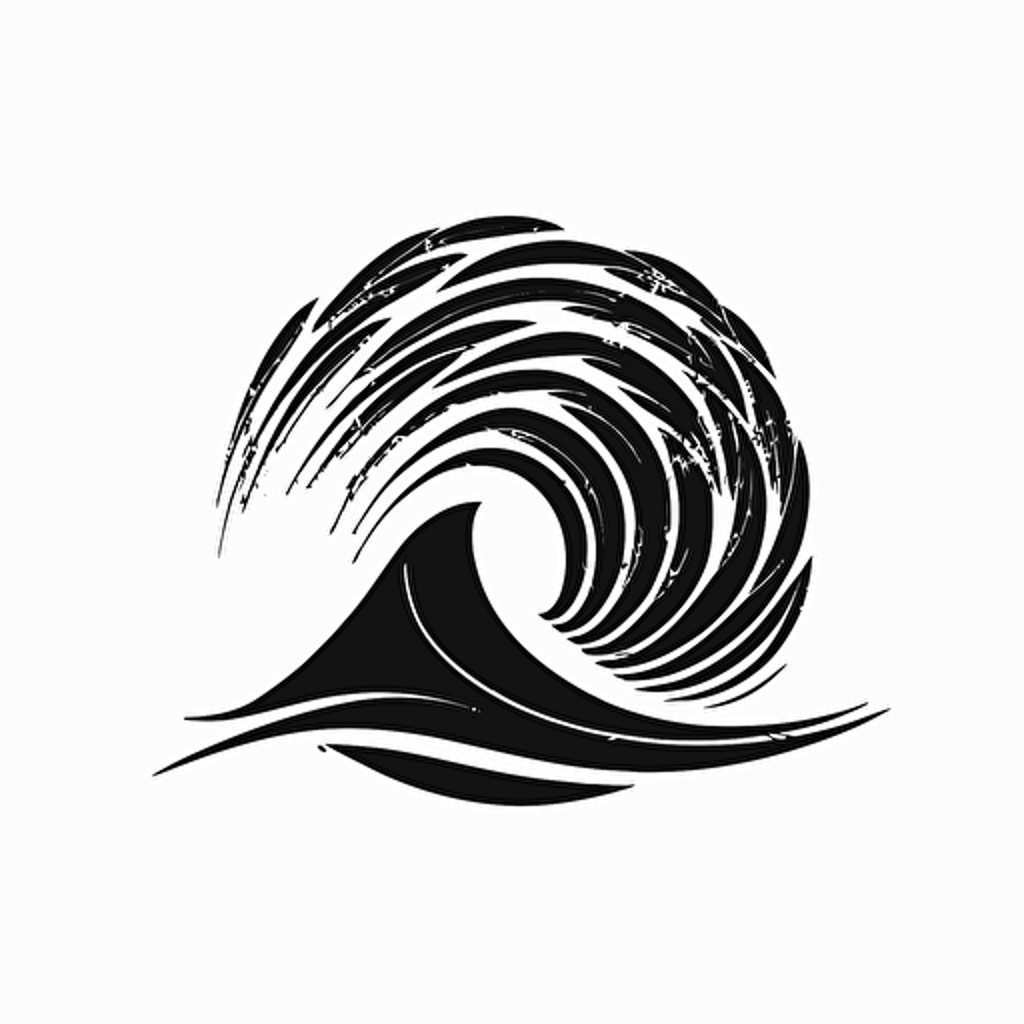 iconic logo, wave, minimalist, black vector on white background