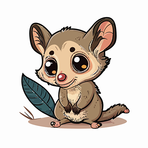 cute possum cartoon style happy transparent background vector