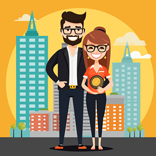 financial success, couple, vector art