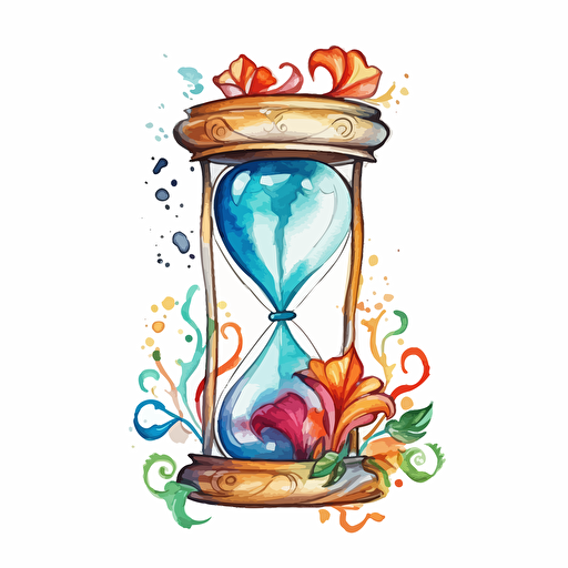 watercolor vector illustration boho hourglass showing love sticker white background