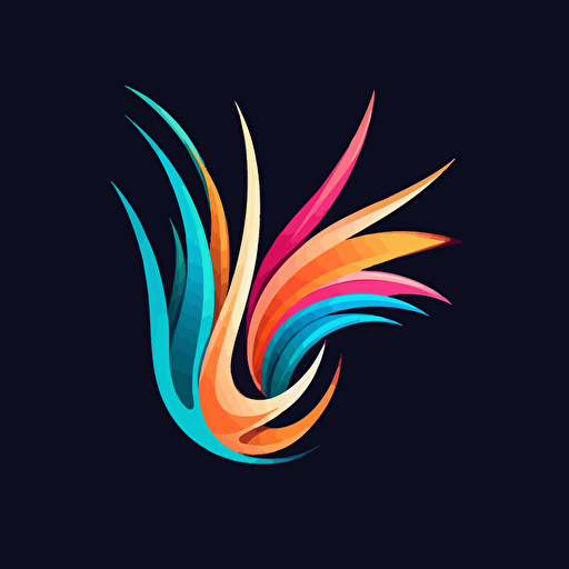 create a logo with a stylized colourful bird of paradise in motion in vector art style