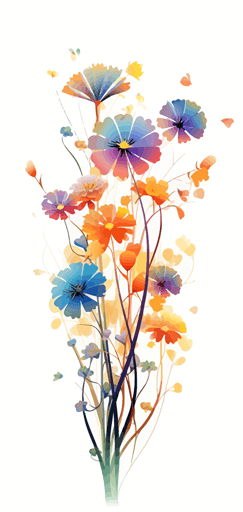 2d colorful single wildflower transparent background vector