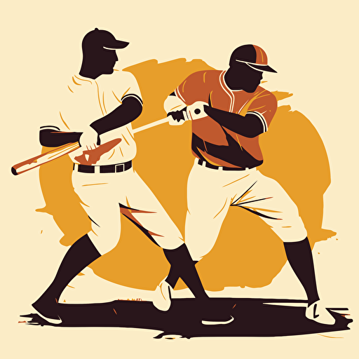 vector illustration of baseball players hitting the ball