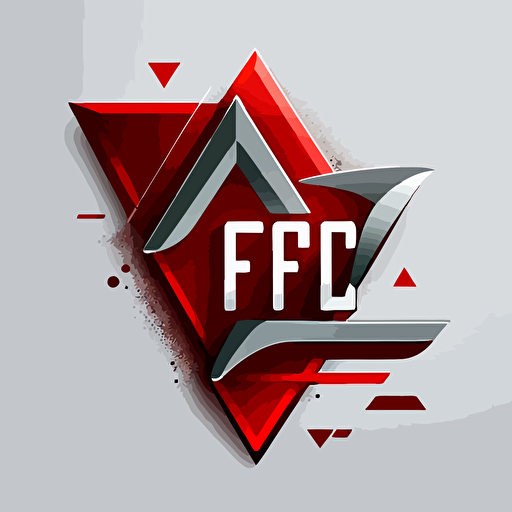 clean vector logo with FC on a triangle form, red and grey