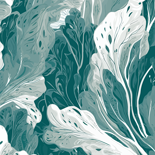 abstract pattern vector art of fluid repeating big leaf botanicals single colour on white backround ar 500:350