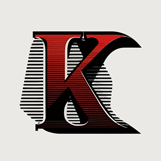 newspaper logo, black and red vector, simplistic, depicts letter K.