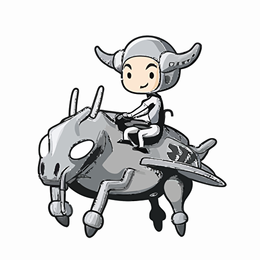 grey alien riding a dairy cow, vector logo, vector art, emblem, simple cartoon, 2d, no text, white background