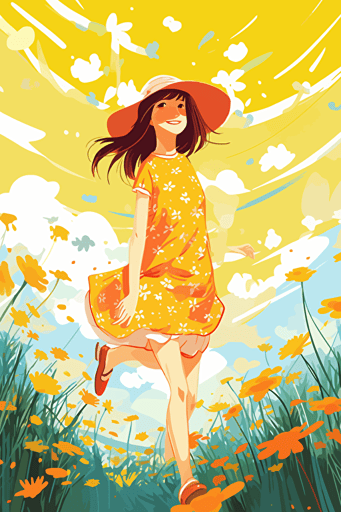 vector art, early summer happiness,