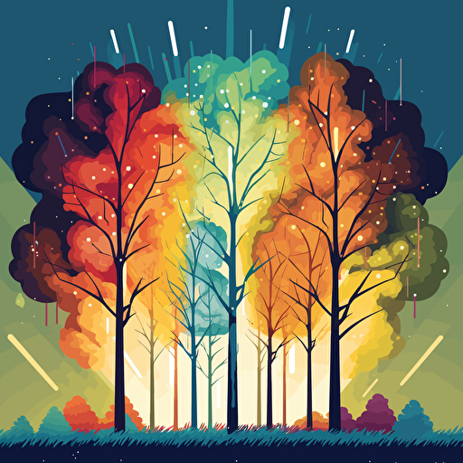 vector illustrated colorful trees but they are lighting bolts