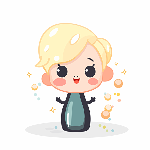 Kawaii champaign bubbles no champaign , flat, 2D, vector, 16 colors, white background, in anime chibi style