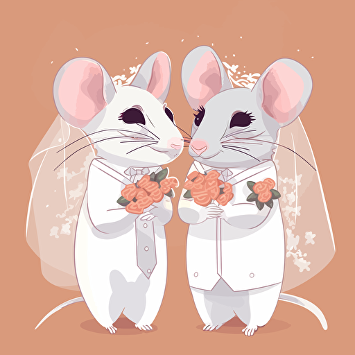 vector art of two mice dressed as a bride and groom