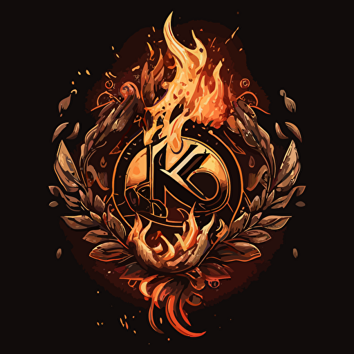 Ko Logo Vector Art with fire