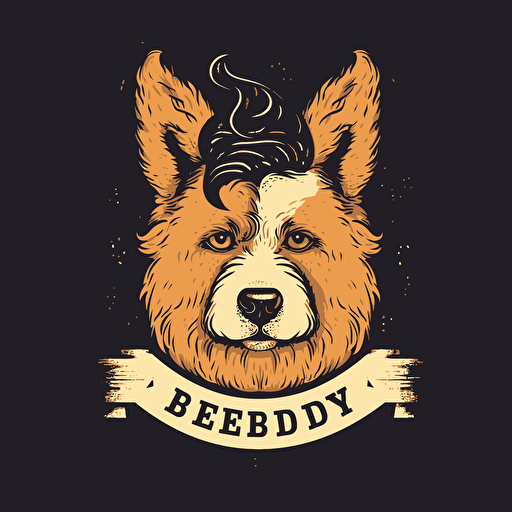 beer logo named Buddy, hipster vector logo with swiss shepherd short fur and floppy ears
