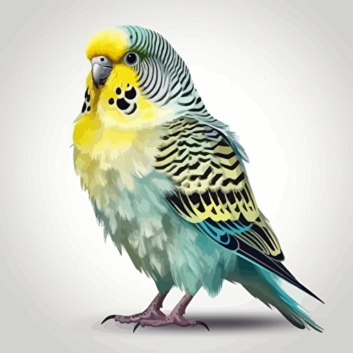 Budgerigar bird looking straight in the camera, white bg, vector