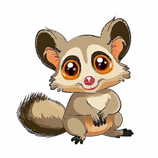 cute possum cartoon style happy transparent background vector
