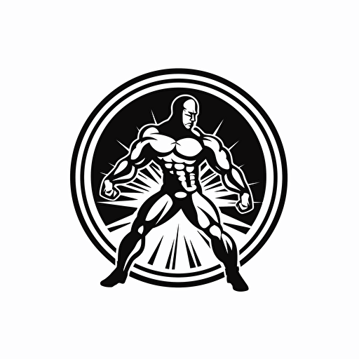 wrestling logo design, vector style, black and white, simple
