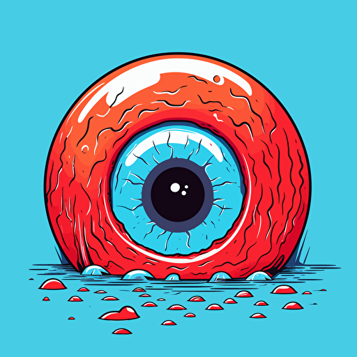 giant eyeball by tim lahan, flat colors, 2d vector art