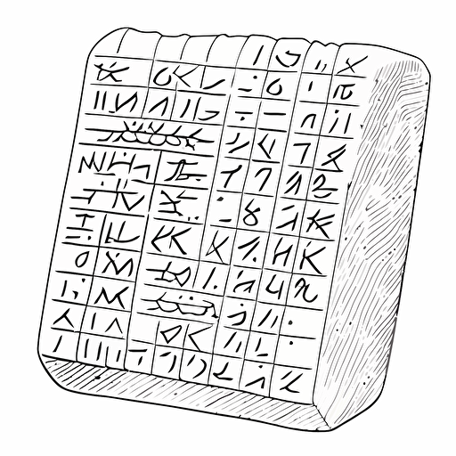 pictorial mark of a cuneiform tablet, simple, vector, no shading