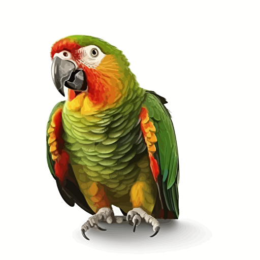 Amazon Parrot bird looking straight in the camera, white bg, vector