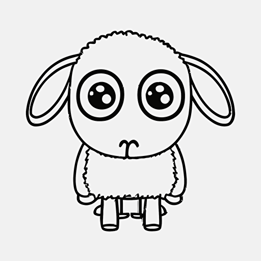 cute habbit in farm, big cute eyes, pixar style, simple outline and shapes, coloring page black and white comic book flat vector, white background