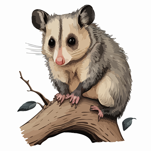 possum pencil drawing full color vector